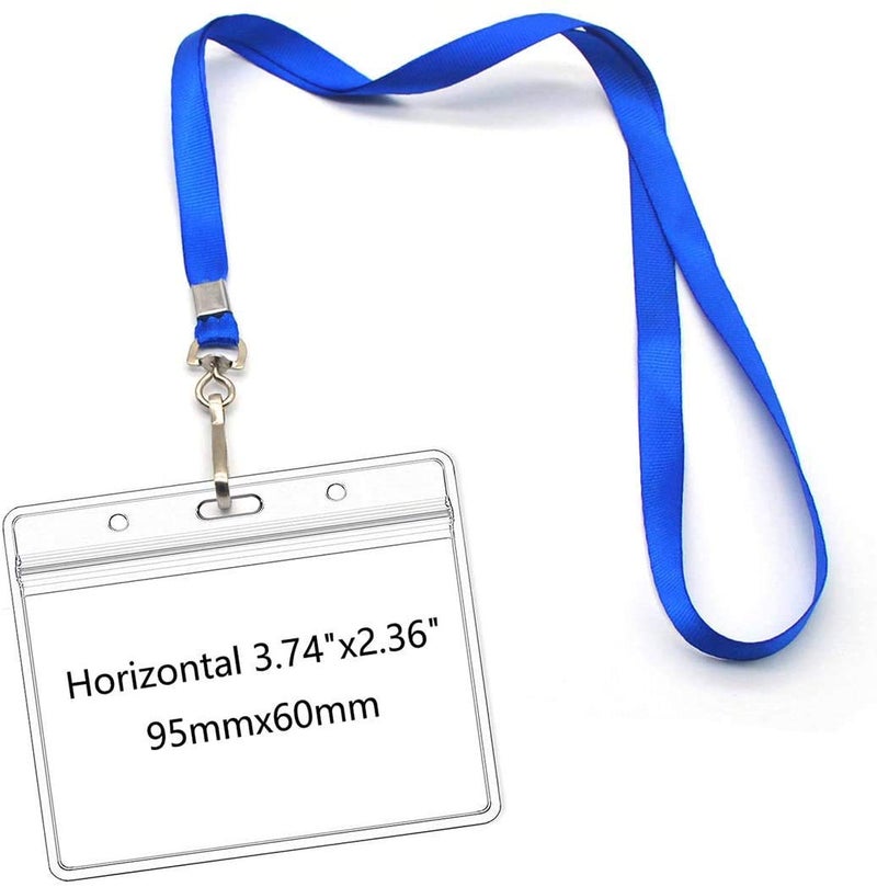 Bird Fiy Lanyards with Id Holder Name Badges Waterproof Name tag Badge Holders with Neck Blue Lanyard Swivel J-Hook Clip 50 Pack - Image 1